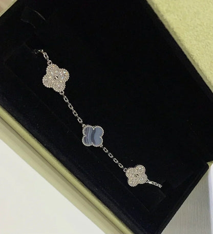 [⭐Seralia] CLOVER 5 MOTIF PURPLE CHALCEDONY BRACELET COLLECTION