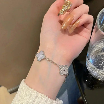 [⭐Seralia] CLOVER 5 MOTIF PURPLE CHALCEDONY BRACELET COLLECTION