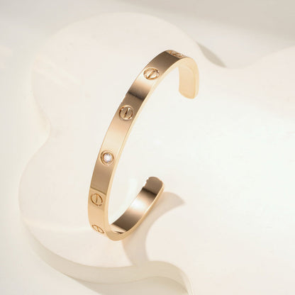 [⭐Seralia]LOVE BRACELET 6.1MM 1 DIAMOND OPEN CUFF
