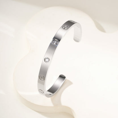[⭐Seralia]LOVE BRACELET 6.1MM 1 DIAMOND OPEN CUFF