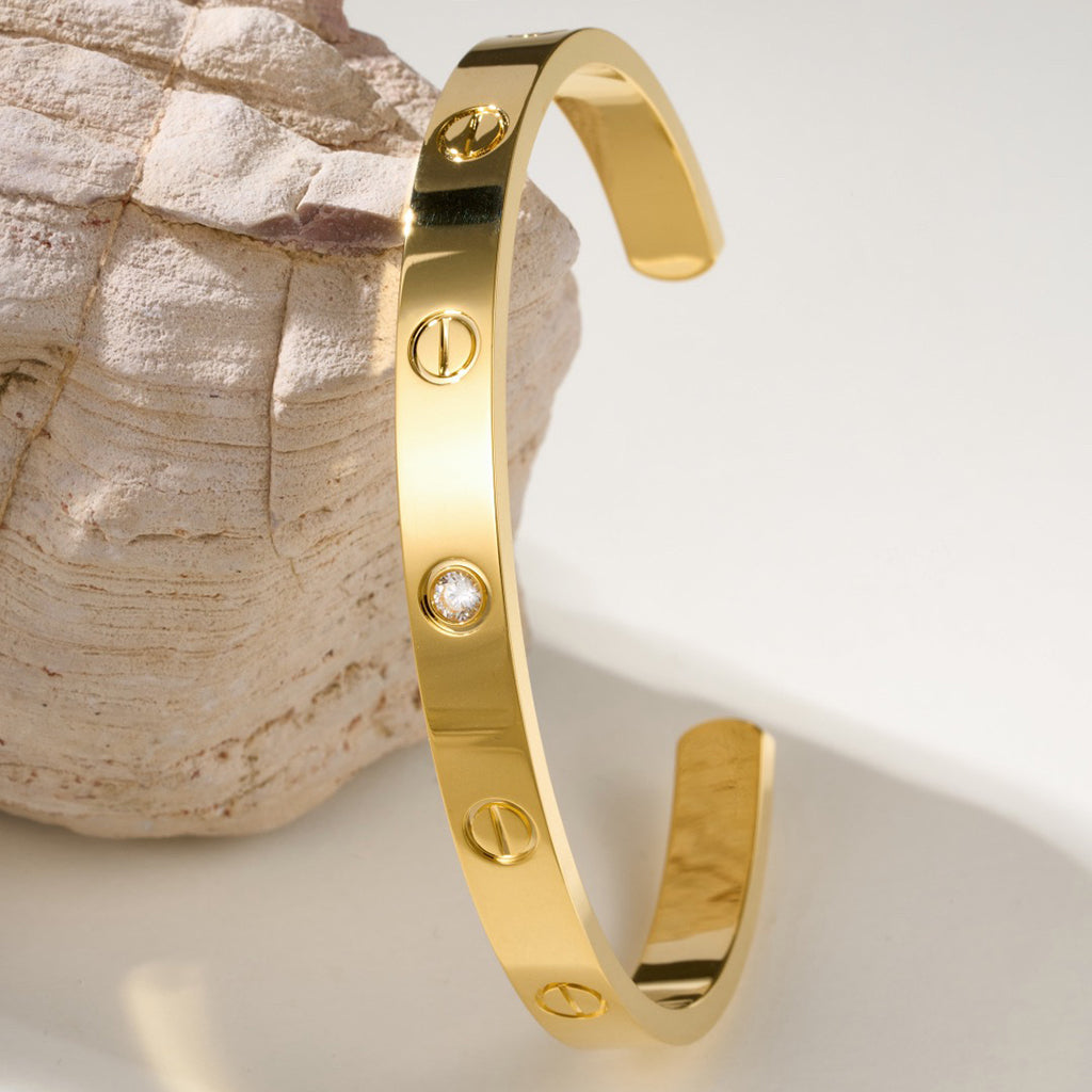 [⭐Seralia]LOVE BRACELET 6.1MM 1 DIAMOND OPEN CUFF