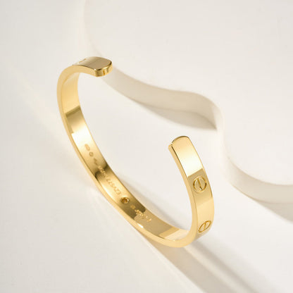 [⭐Seralia]LOVE BRACELET 6.1MM 1 DIAMOND OPEN CUFF