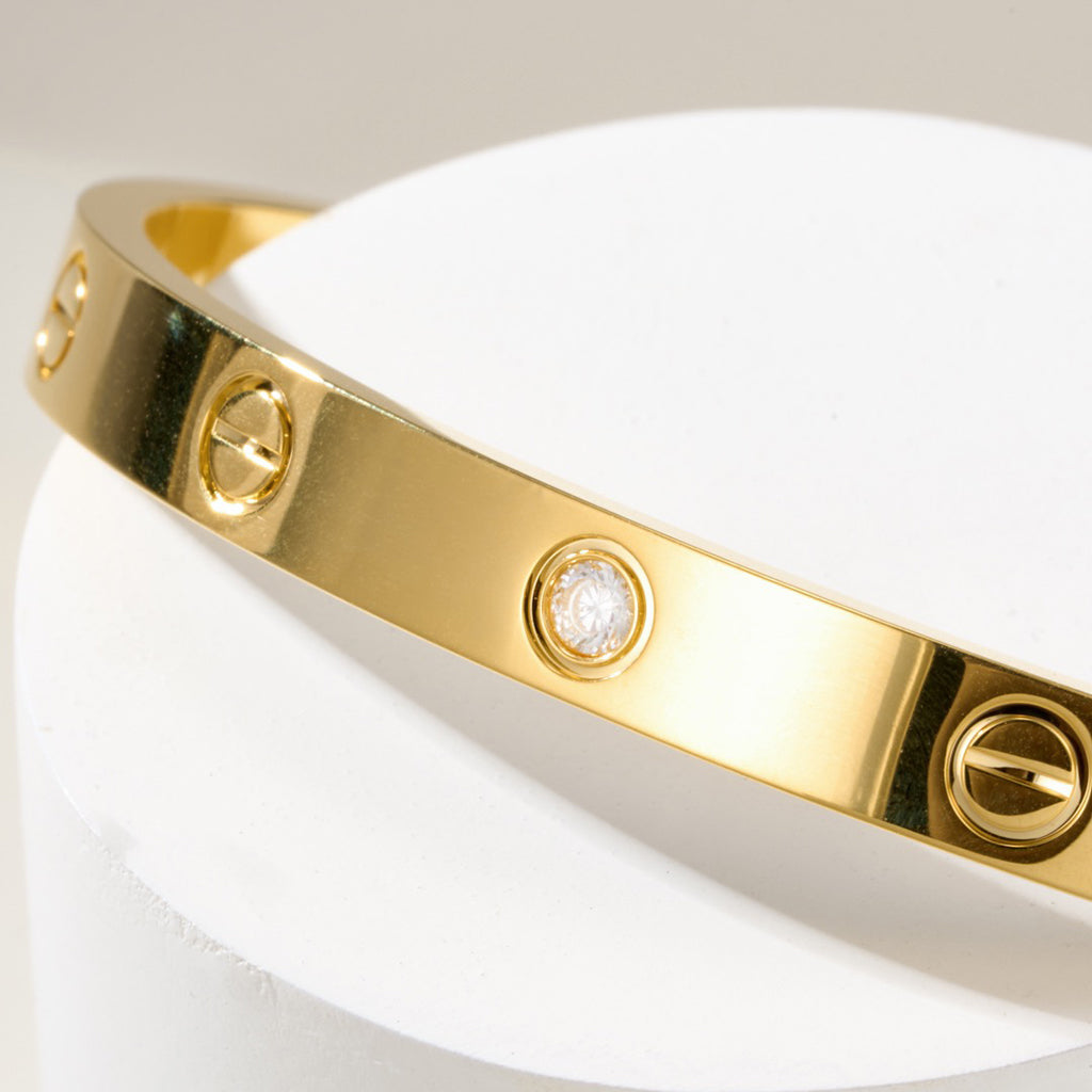 [⭐Seralia]LOVE BRACELET 6.1MM 1 DIAMOND OPEN CUFF