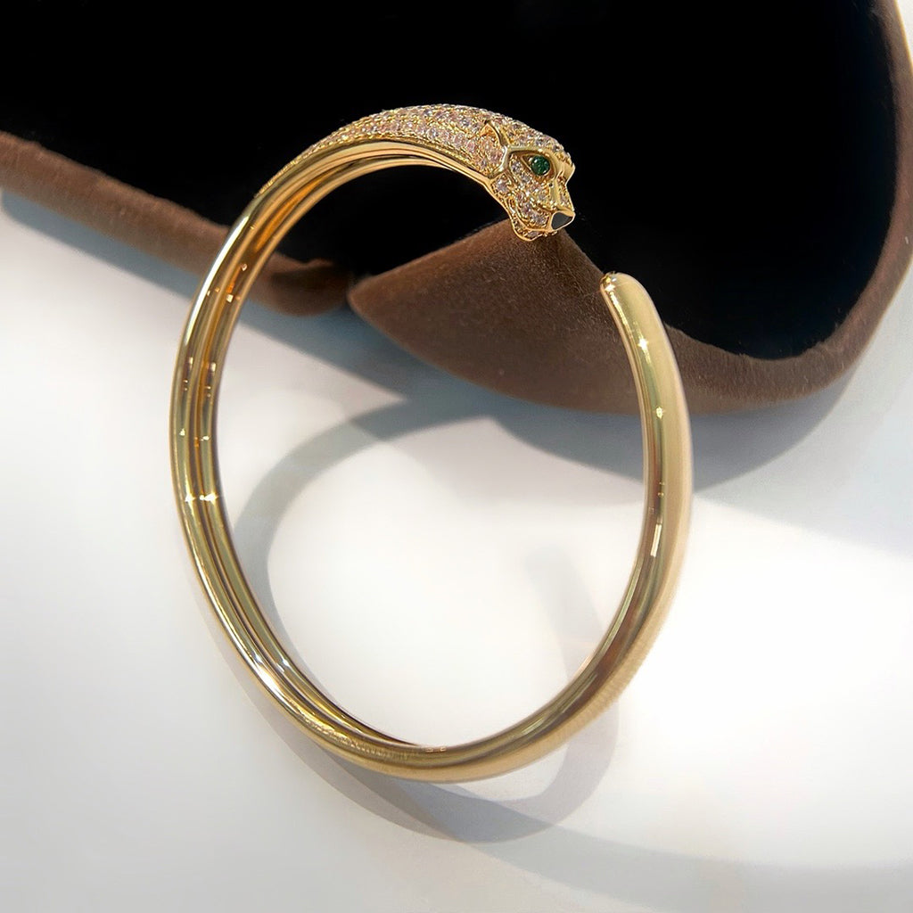 [⭐Seralia]PANTHERE HALF DIAMOND OPEN BRACELET