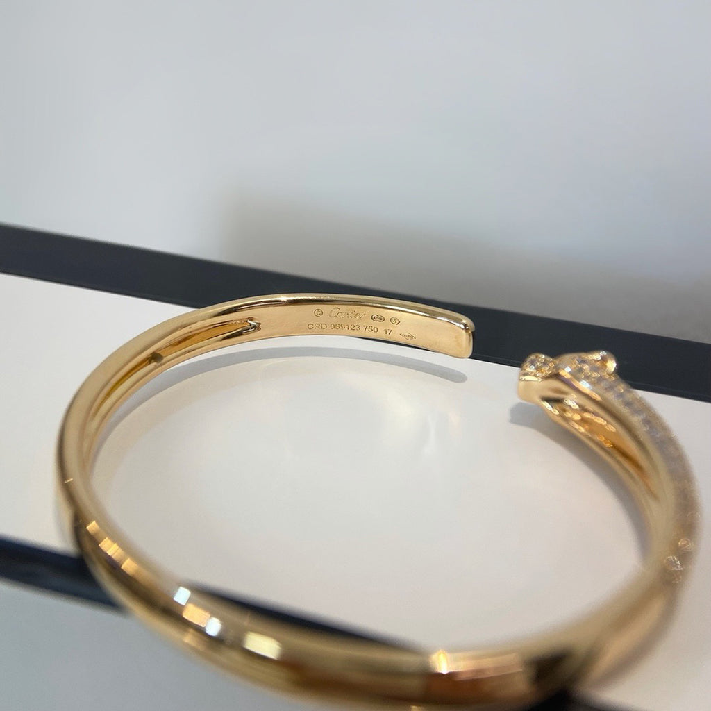 [⭐Seralia]PANTHERE HALF DIAMOND OPEN BRACELET