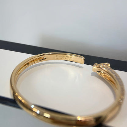 [⭐Seralia]PANTHERE HALF DIAMOND OPEN BRACELET