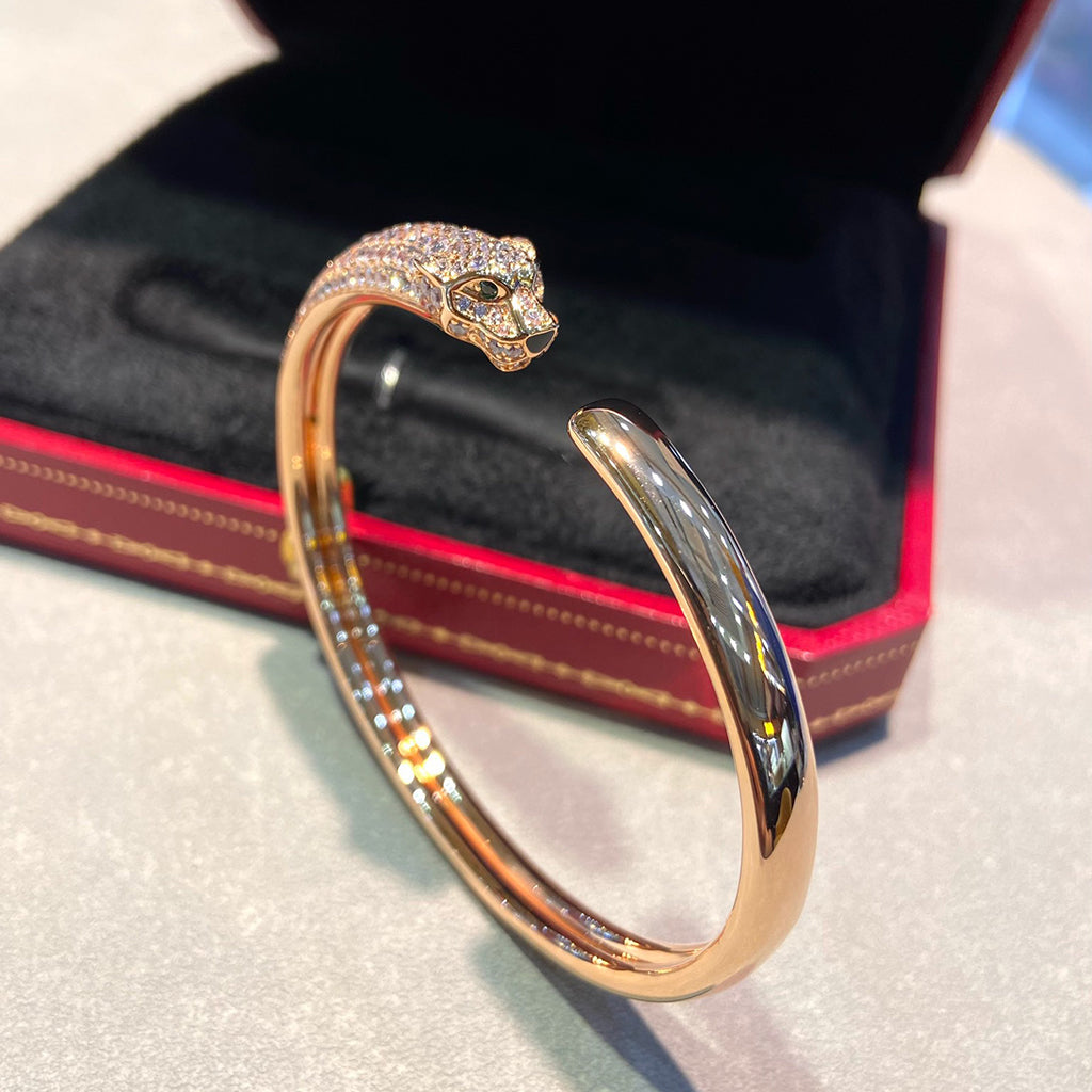 [⭐Seralia]PANTHERE HALF DIAMOND OPEN BRACELET