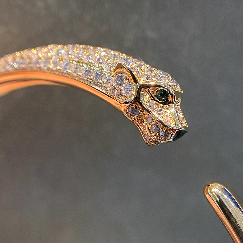 [⭐Seralia]PANTHERE HALF DIAMOND OPEN BRACELET