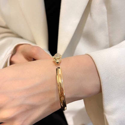 [⭐Seralia]PANTHERE HALF DIAMOND OPEN BRACELET