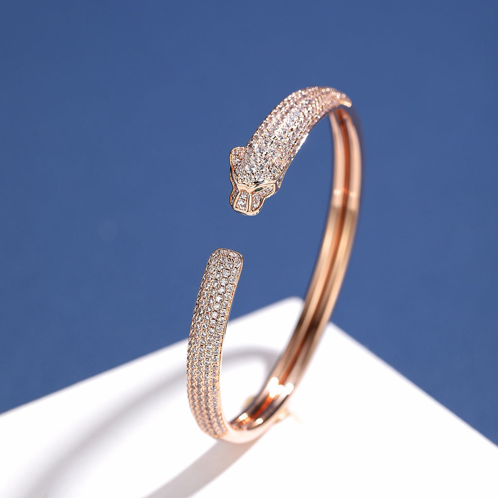 [⭐Seralia]PANTHERE FULL DIAMOND OPEN BRACELET