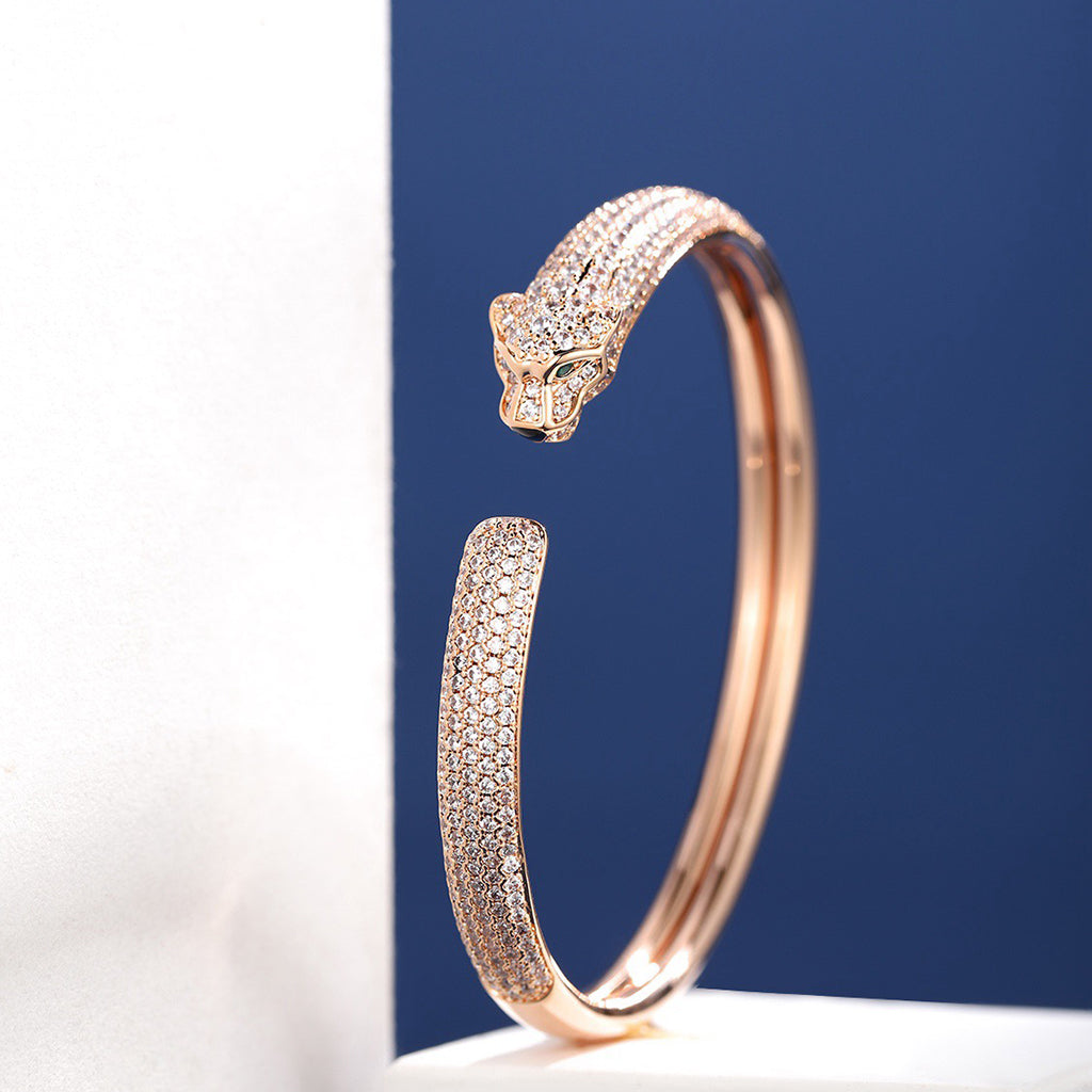 [⭐Seralia]PANTHERE FULL DIAMOND OPEN BRACELET