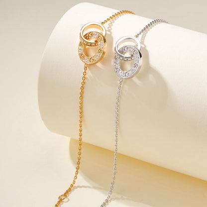 [⭐Seralia]LOVE DOUBLE RING FULL DIAMOND BRACELET