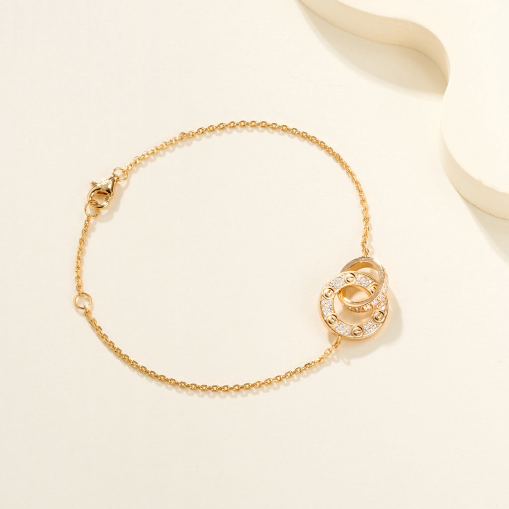 [⭐Seralia]LOVE DOUBLE RING FULL DIAMOND BRACELET