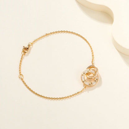 [⭐Seralia]LOVE DOUBLE RING FULL DIAMOND BRACELET