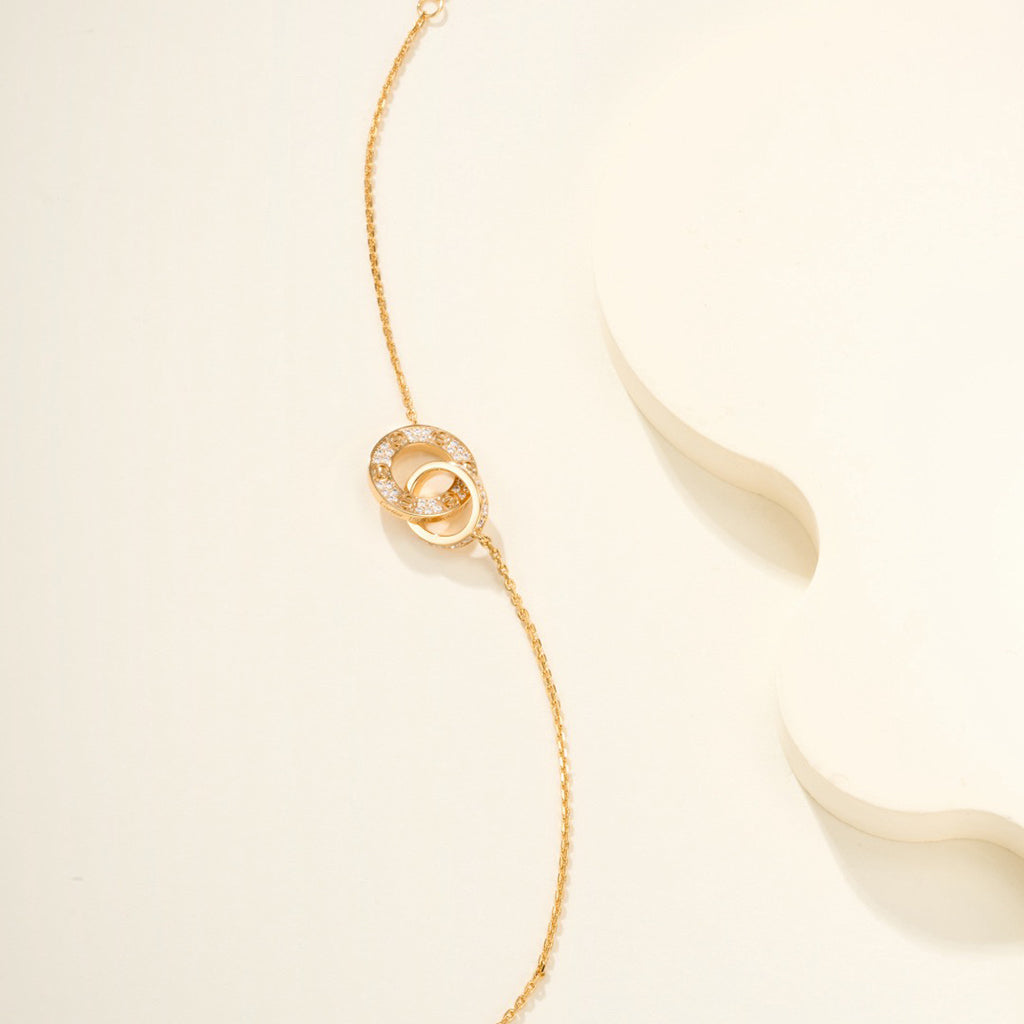 [⭐Seralia]LOVE DOUBLE RING FULL DIAMOND BRACELET
