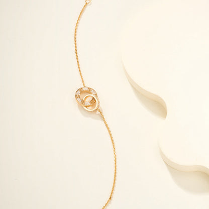 [⭐Seralia]LOVE DOUBLE RING FULL DIAMOND BRACELET