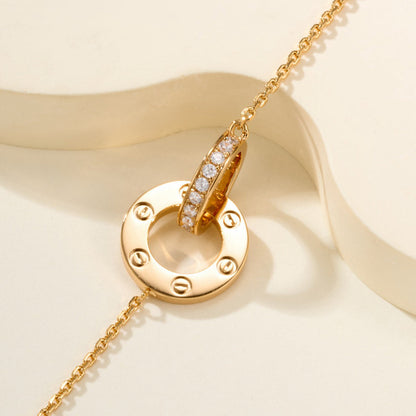 [⭐Seralia]LOVE DOUBLE RING FULL DIAMOND BRACELET
