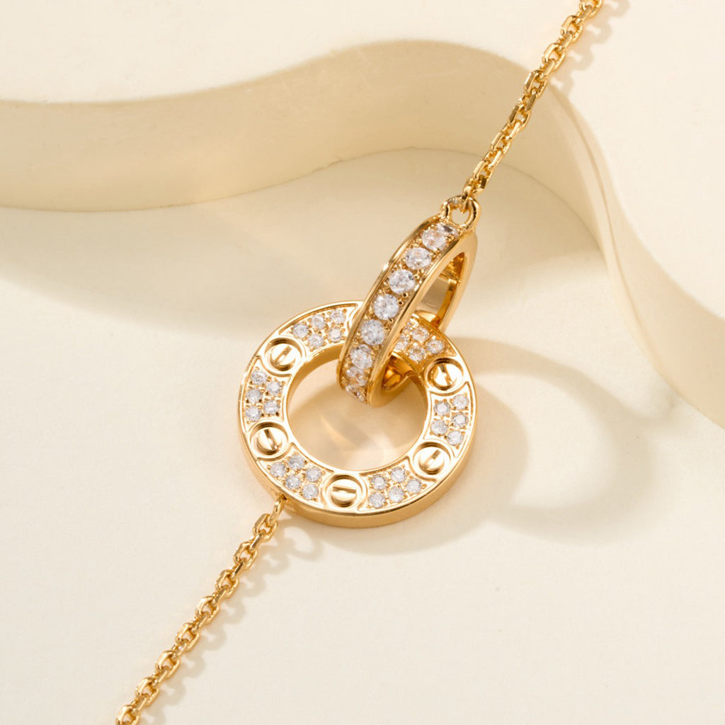 [⭐Seralia]LOVE DOUBLE RING FULL DIAMOND BRACELET
