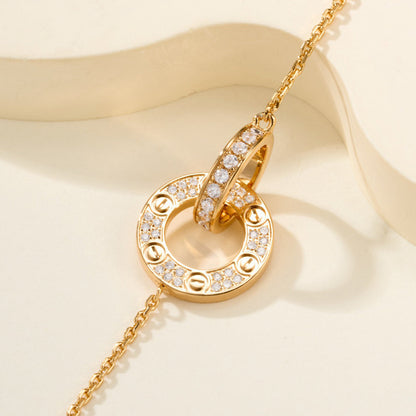[⭐Seralia]LOVE DOUBLE RING FULL DIAMOND BRACELET