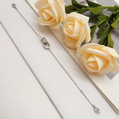 [⭐Seralia]LOVE DOUBLE RING HALF DIAMOND BRACELET