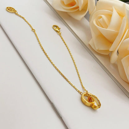 [⭐Seralia]LOVE DOUBLE RING HALF DIAMOND BRACELET