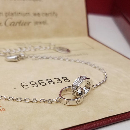 [⭐Seralia]LOVE DOUBLE RING HALF DIAMOND BRACELET