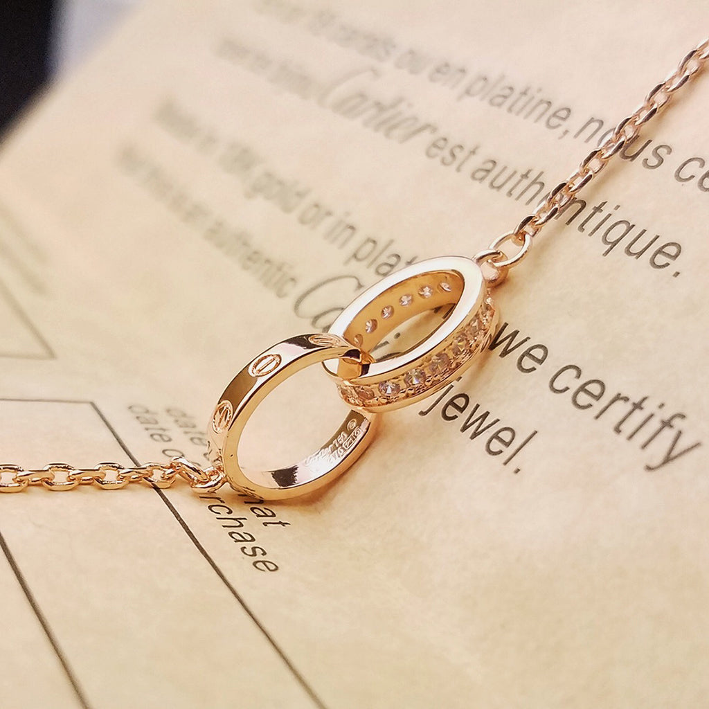 [⭐Seralia]LOVE DOUBLE RING HALF DIAMOND BRACELET