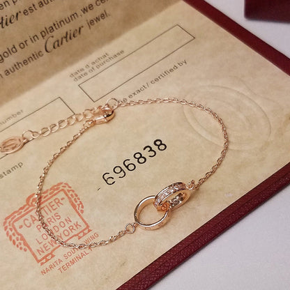 [⭐Seralia]LOVE DOUBLE RING HALF DIAMOND BRACELET