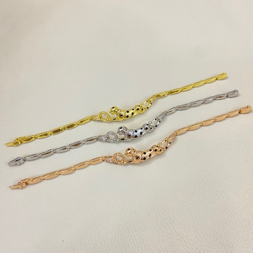 [⭐Seralia]PANTHERE HALF DIAMOND ON CHAIN BRACELET