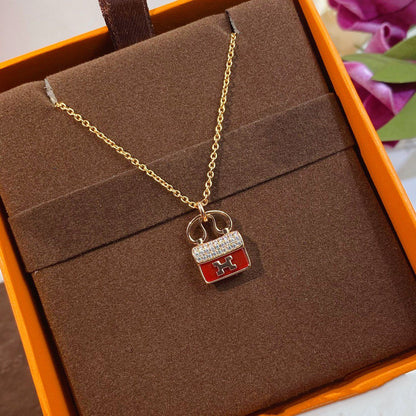 [⭐Seralia]CONSTANCE RED PEDANT PINK GOLD NECKLACE