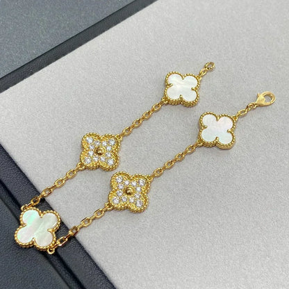 [⭐Seralia]CLOVER WHITE PEARL MOP 5 MOTIF BRACELET COLLECTION
