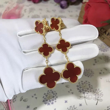 [⭐Seralia]CLOVER 3 MOTIF CARNELIAN DROP EARRINGS