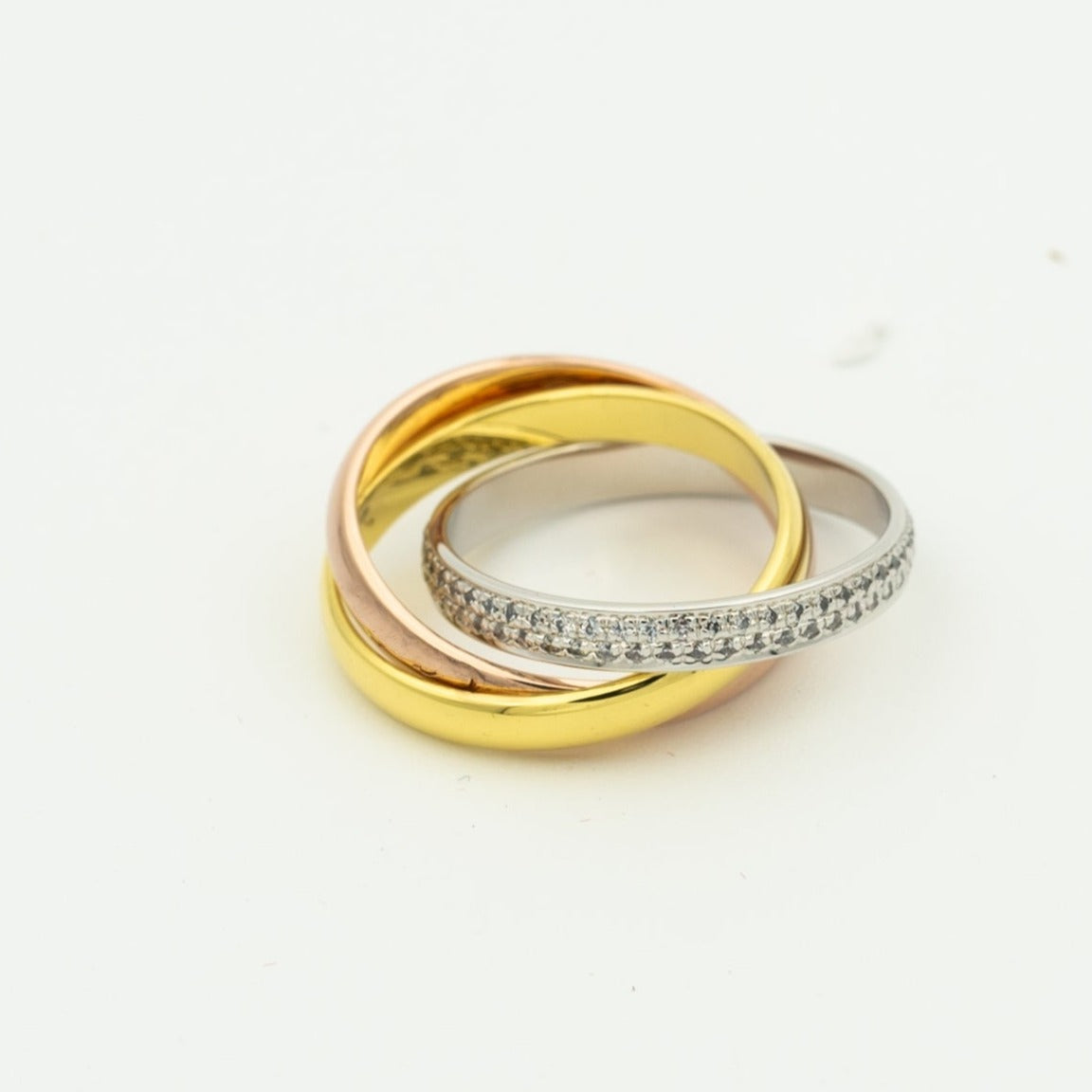 [⭐Seralia Jewelry]TRINITY RING GOLD PINK GOLD SILVER DIAMONDS