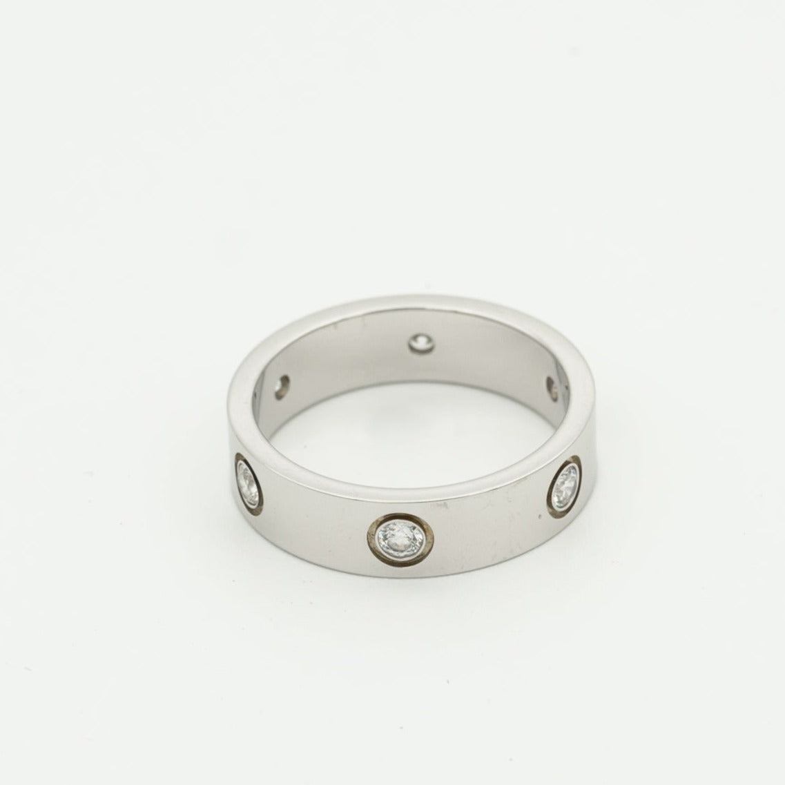 [⭐Seralia]LOVE RING 5.5MM 6 DIAMONDS SILVER
