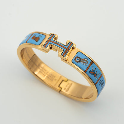 [⭐Seralia]H PINK GOLD BRACELET BLUE CERAMIC