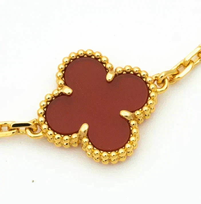 [⭐Seralia] CLOVER 5 MOTIF RED CORNELIAN BRACELET COLLECTION