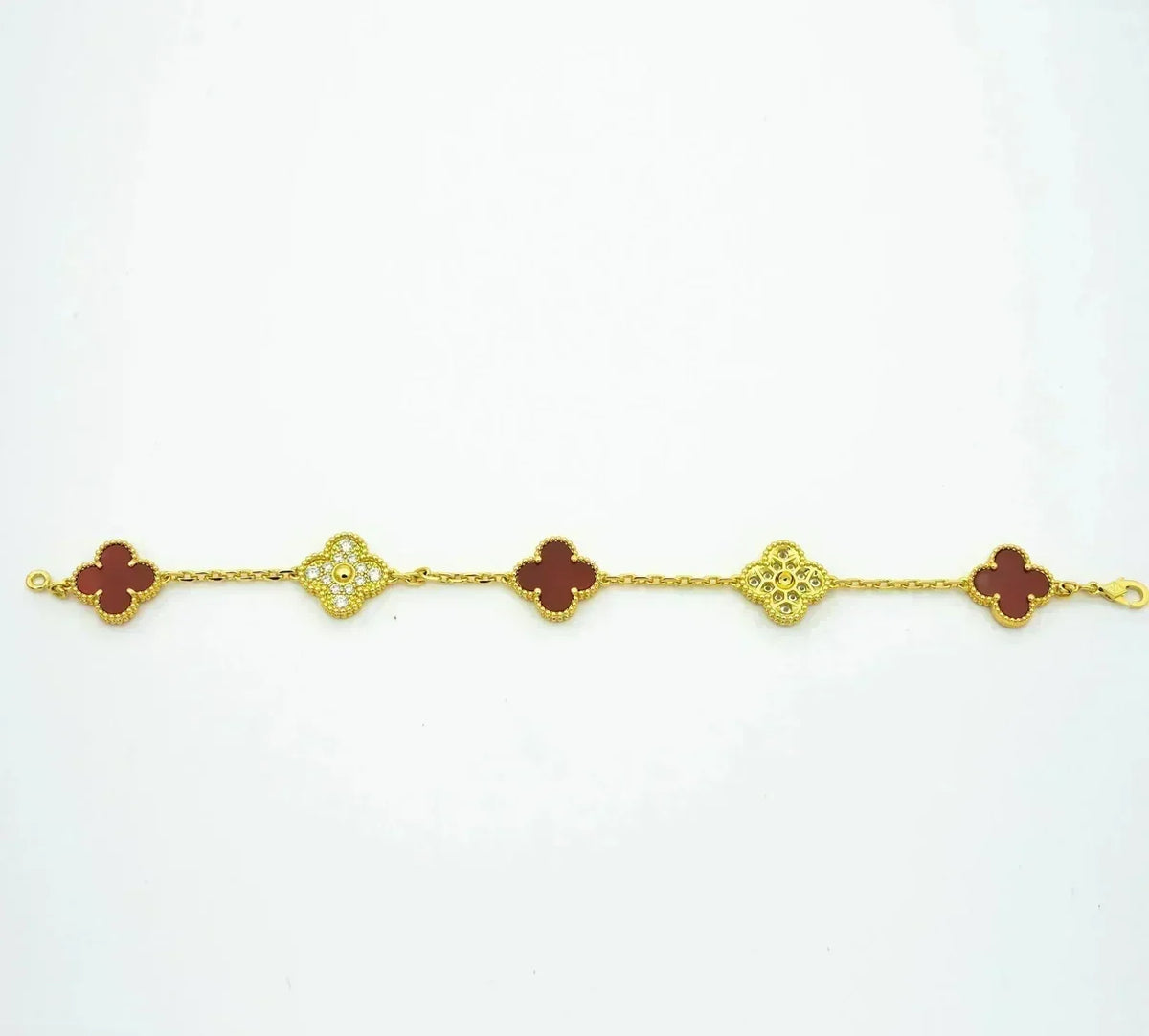 [⭐Seralia] CLOVER 5 MOTIF RED CORNELIAN BRACELET COLLECTION