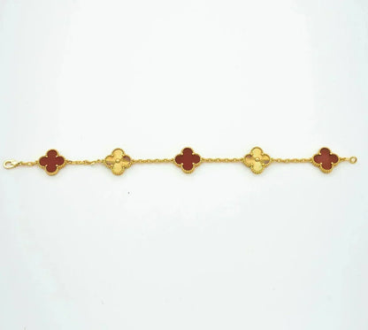 [⭐Seralia] CLOVER 5 MOTIF RED CORNELIAN BRACELET COLLECTION