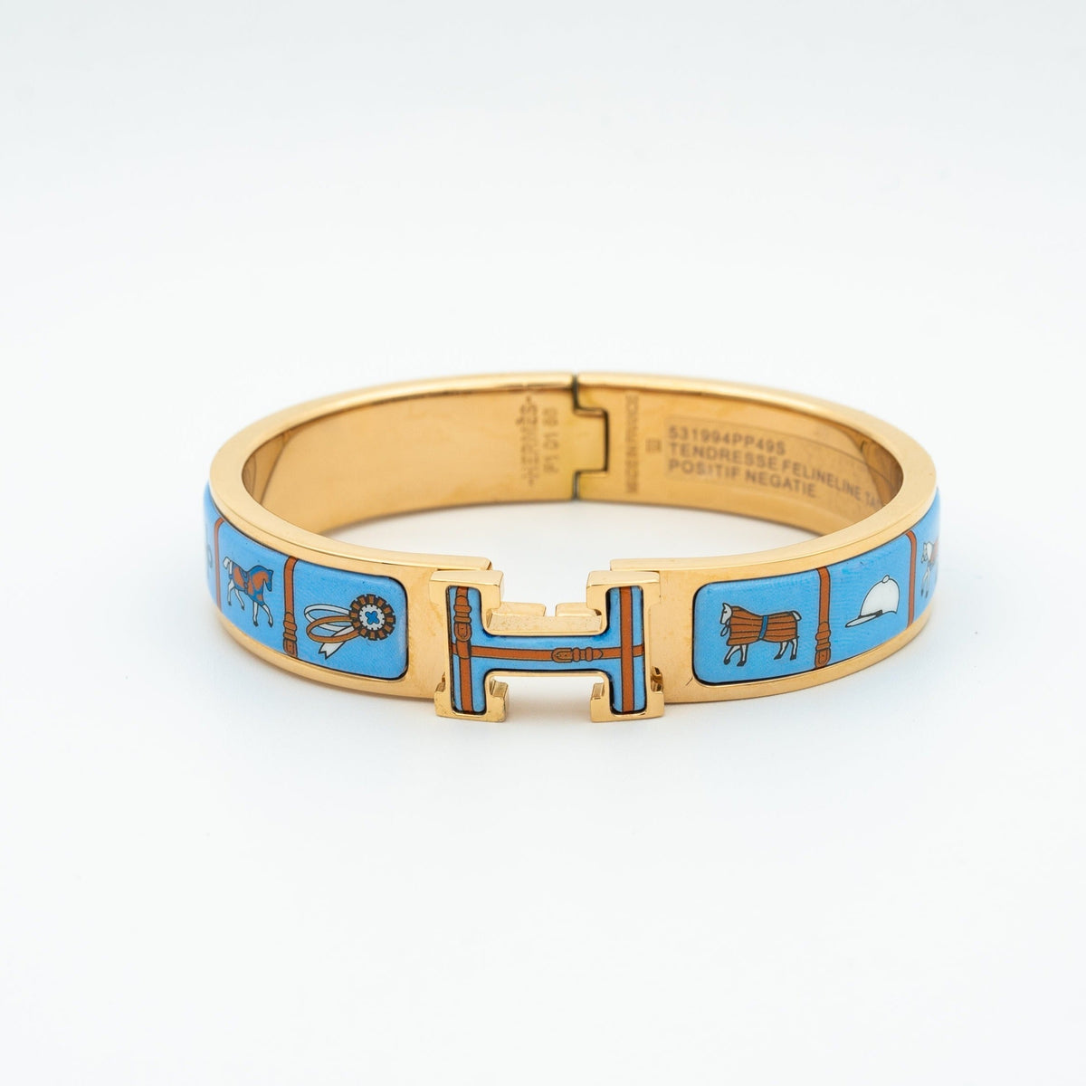 [⭐Seralia]H PINK GOLD BRACELET BLUE CERAMIC