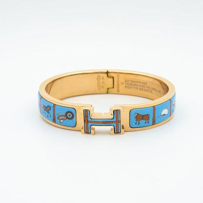 [⭐Seralia]H PINK GOLD BRACELET BLUE CERAMIC