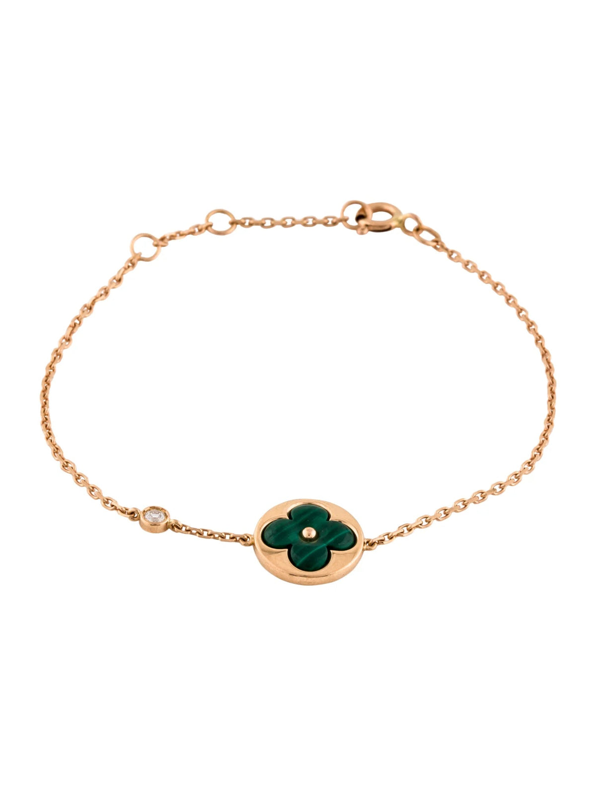 [⭐Seralia]SUN MALACHITE 1 DIAMOND PINK GOLD BRACELET