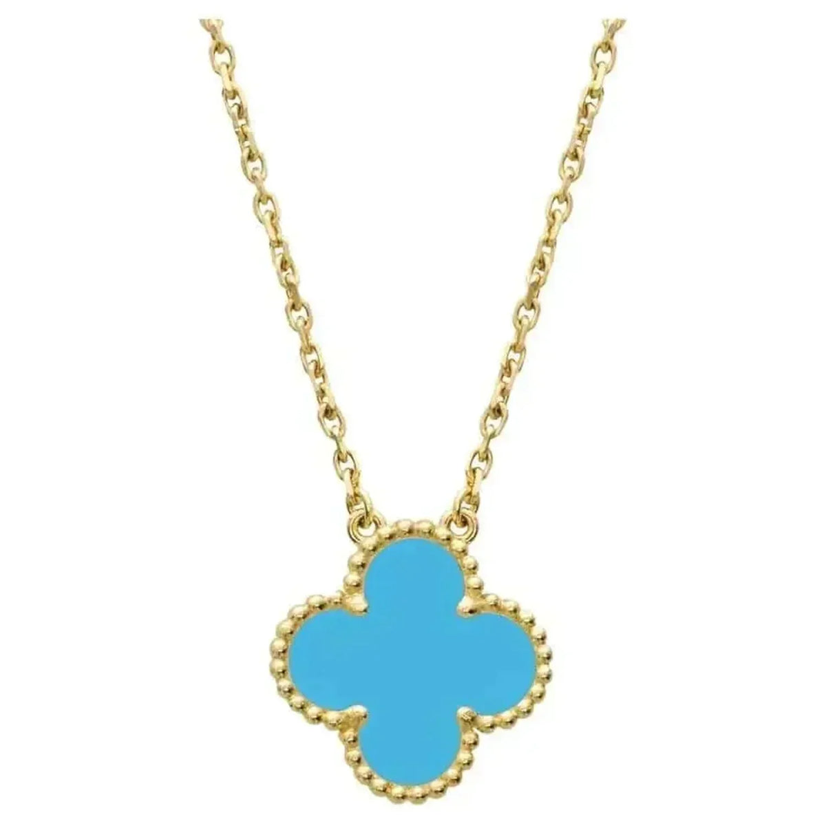 [⭐Seralia]CLOVER 15MM VINTAGE TURQUOISE NECKLACE