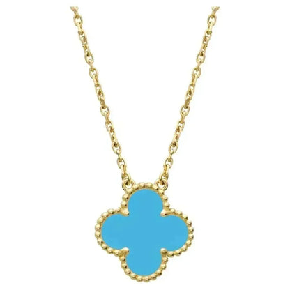 [⭐Seralia]CLOVER 15MM VINTAGE TURQUOISE NECKLACE