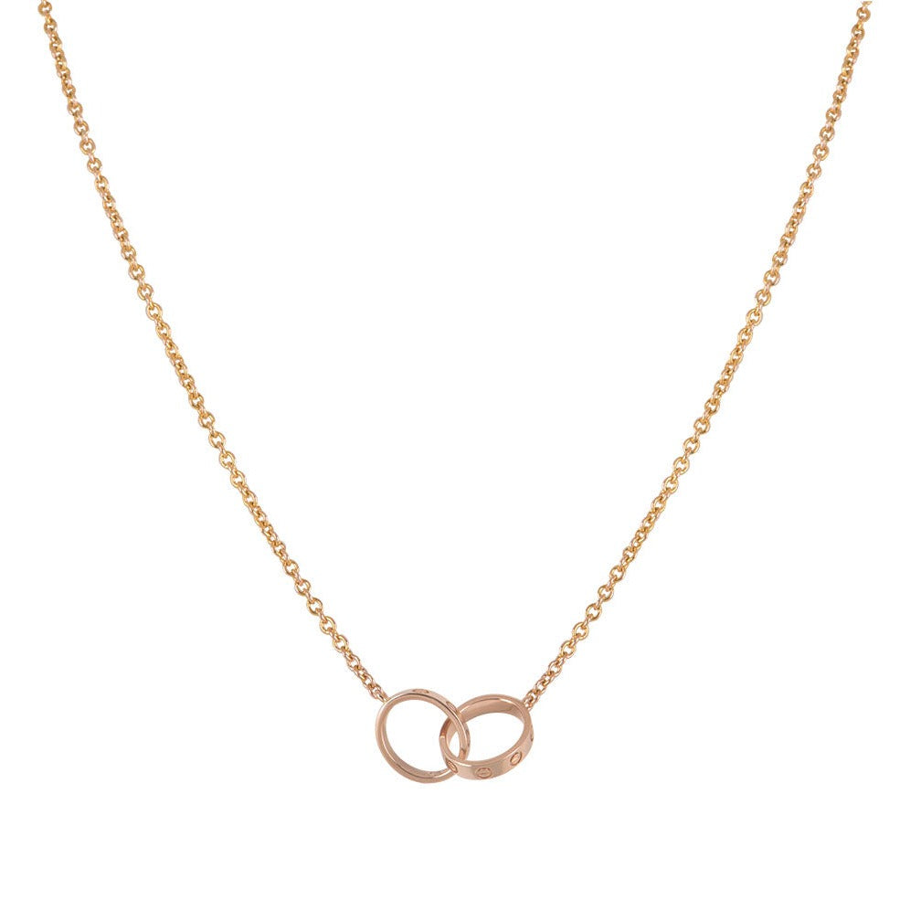 [⭐Seralia]LOVE NECKLACE DOUBLE RING PINK GOLD