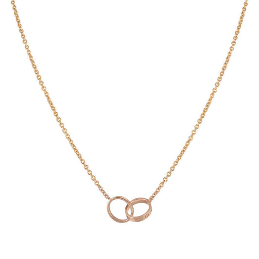 [⭐Seralia]LOVE NECKLACE DOUBLE RING PINK GOLD