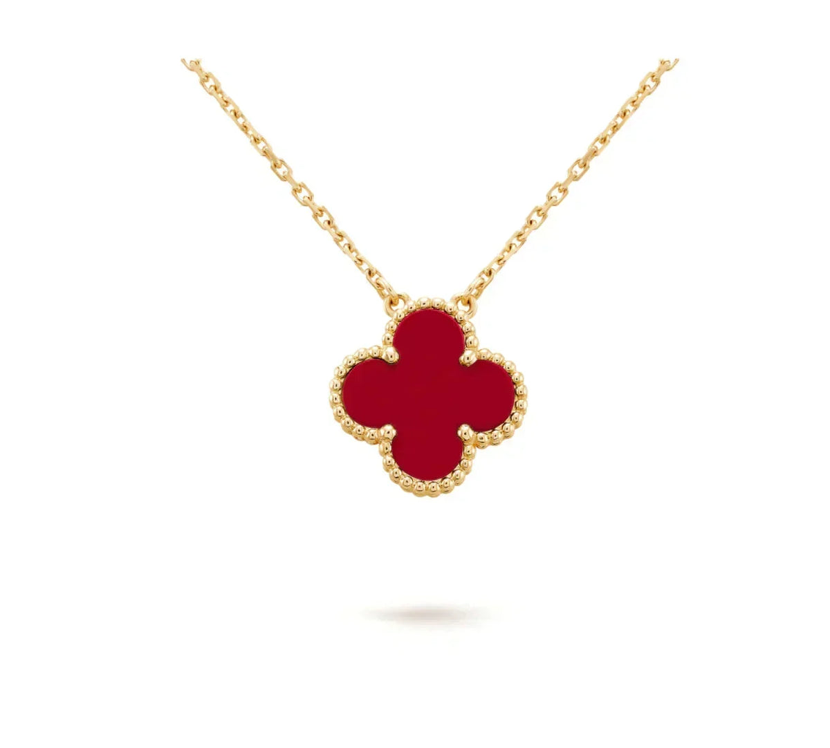 [⭐Seralia]CLOVER 15MM CARNELIAN SINGLE FLOWER NECKLACE