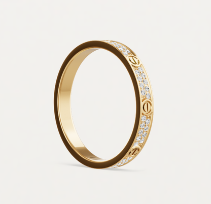 [⭐Seralia]LOVE RING 2.6mm-wide full-diamond ring Gold