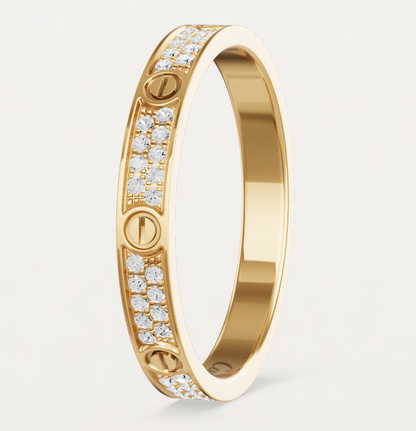 [⭐Seralia]LOVE RING 2.6mm-wide full-diamond ring Gold