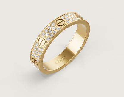 [⭐Seralia]LOVE RING 4mm-wide full-diamond ring GOLD