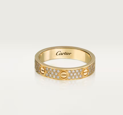 [⭐Seralia]LOVE RING 4mm-wide full-diamond ring GOLD